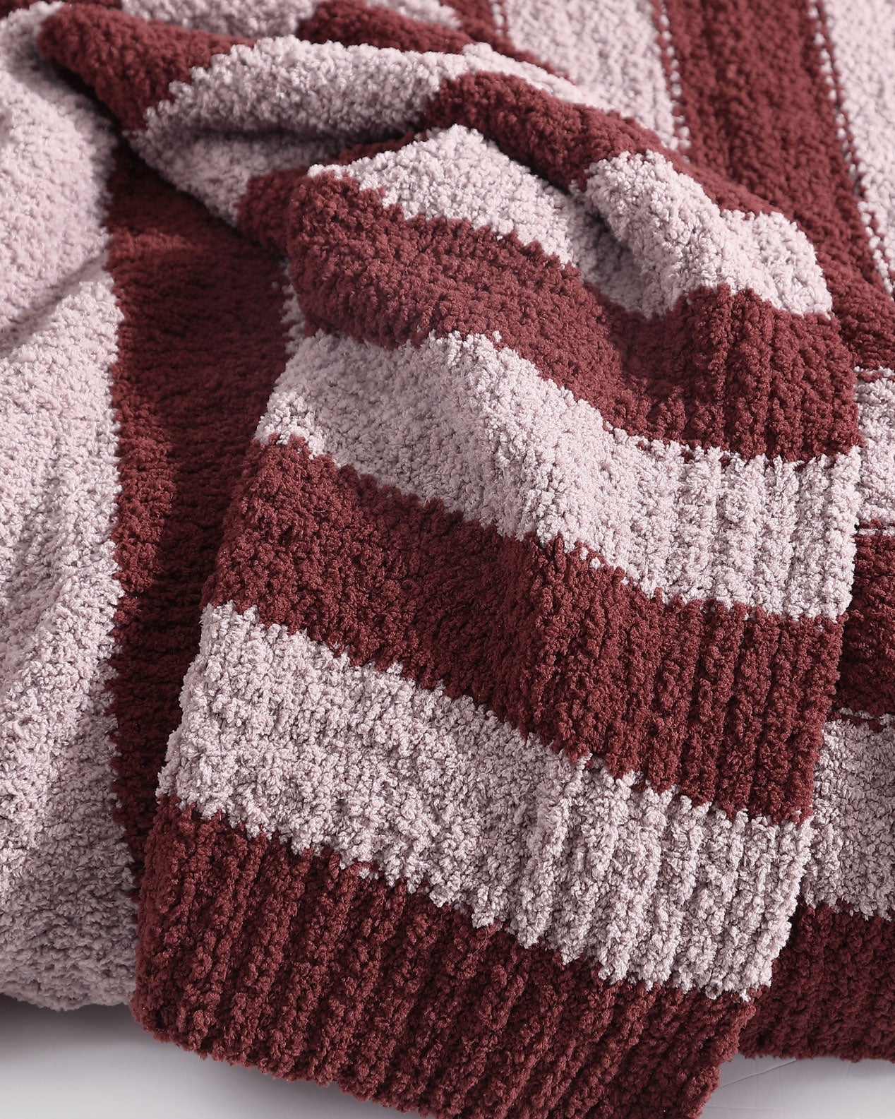 Soft and Cozy Cherry and Forest Striped Sunset Soiree Lightweight Throw - Image 2