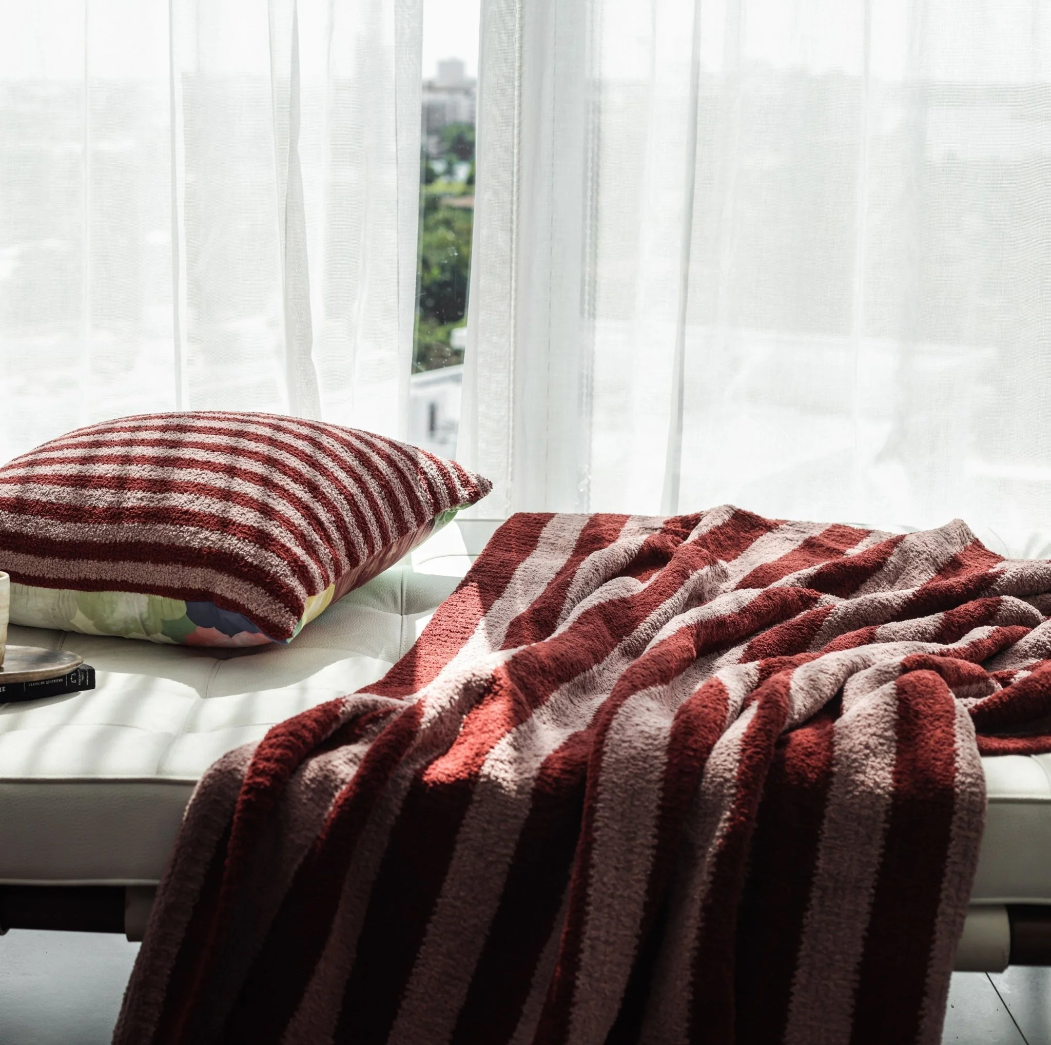 Soft and Cozy Cherry and Forest Striped Sunset Soiree Lightweight Throw - Image 5