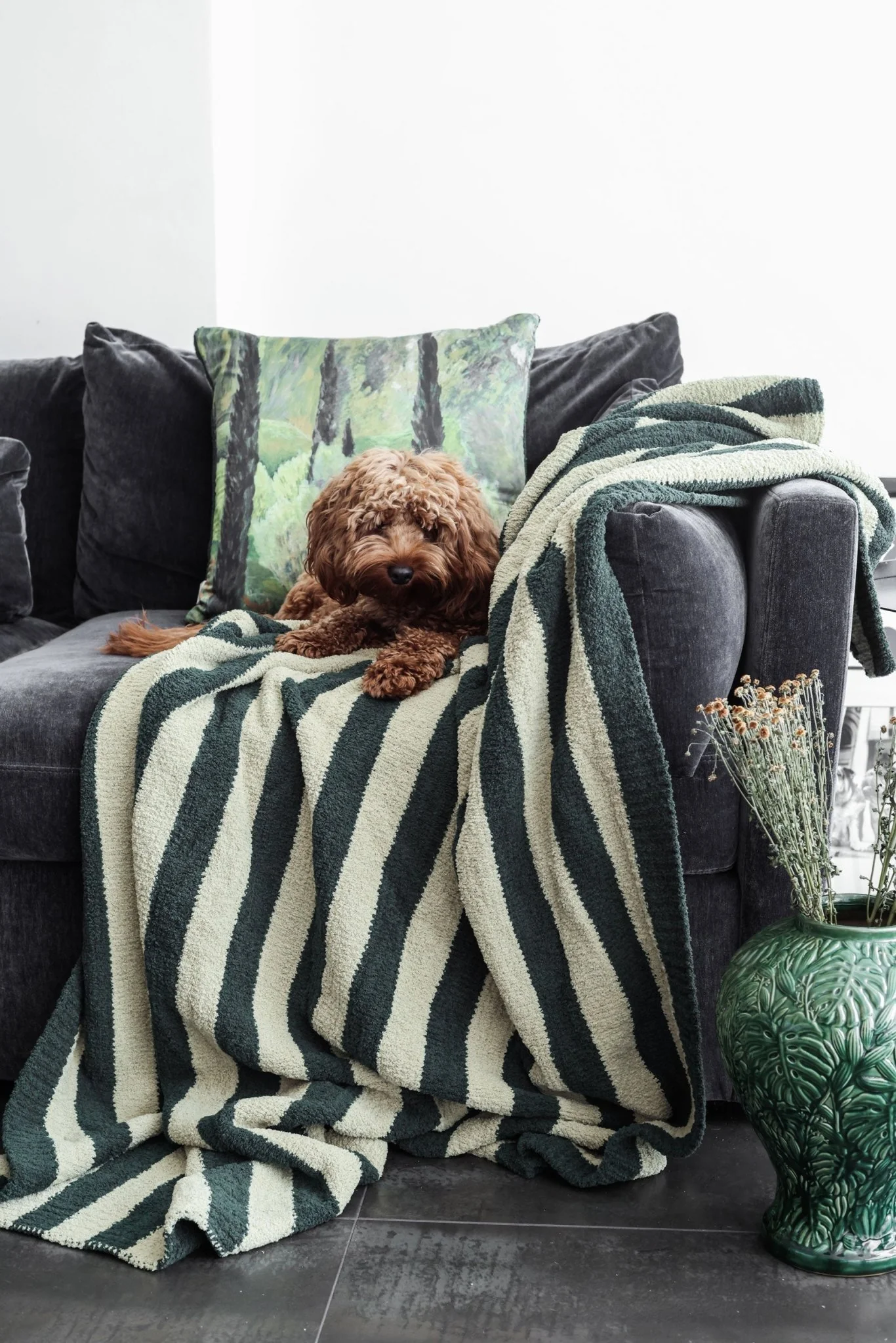Soft and Cozy Cherry and Forest Striped Sunset Soiree Lightweight Throw - Image 9