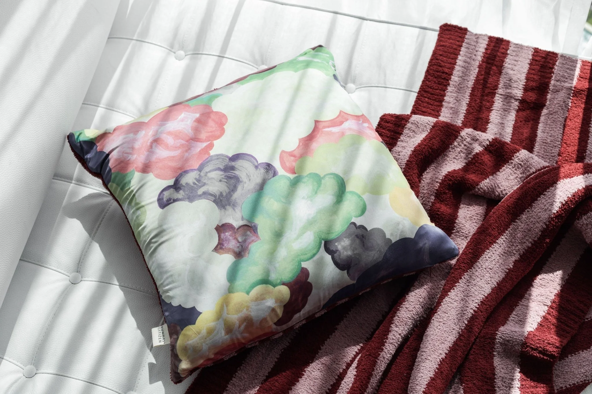 Soft and Cozy Jardin and Clouds Striped Sunset Soiree Throw Pillow - Image 13