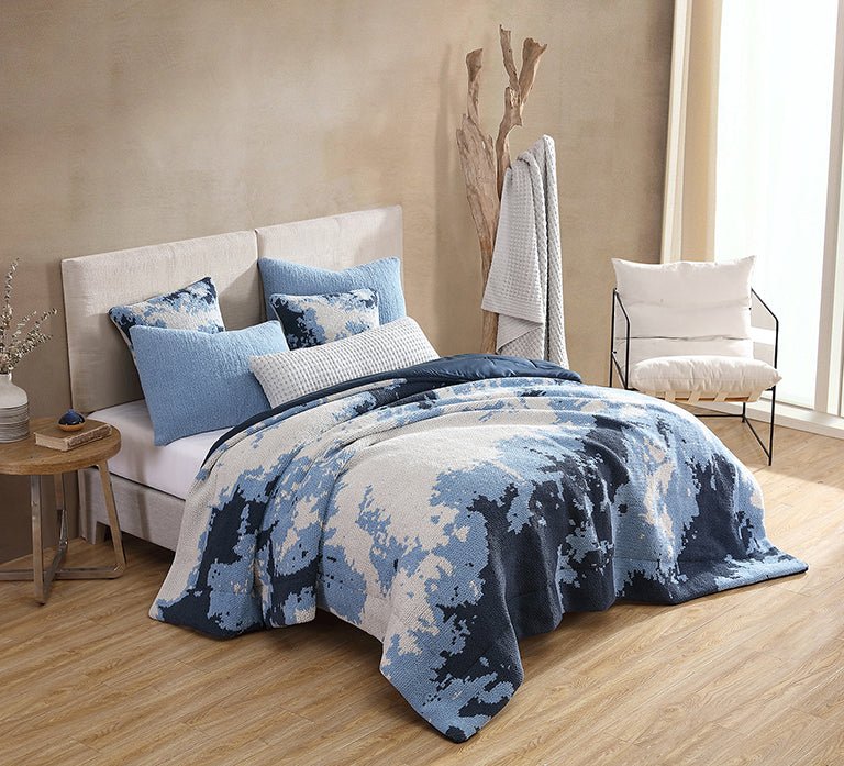 Soft and Cozy Modern Abstract Ocean and Desert Pixel Throw Pillow - Image 5