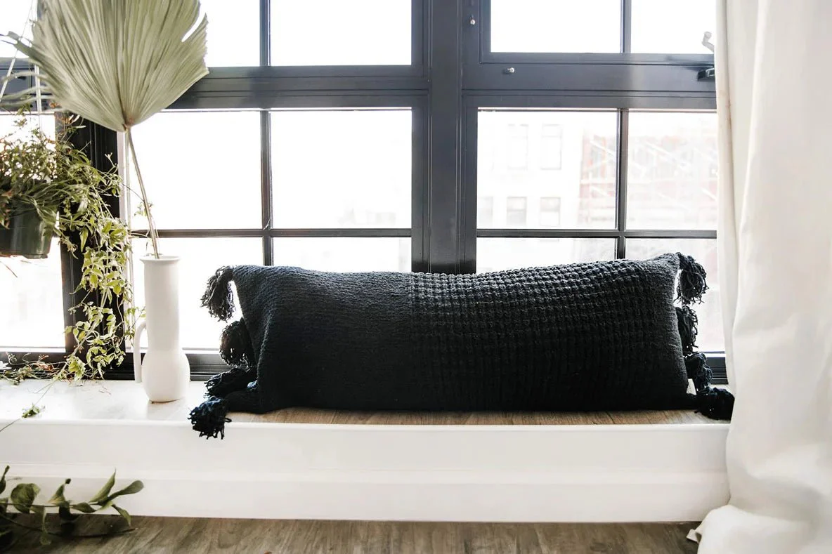 Super Soft Solid Sienna Braided Pom Pom Lumbar Pillow - Image 18