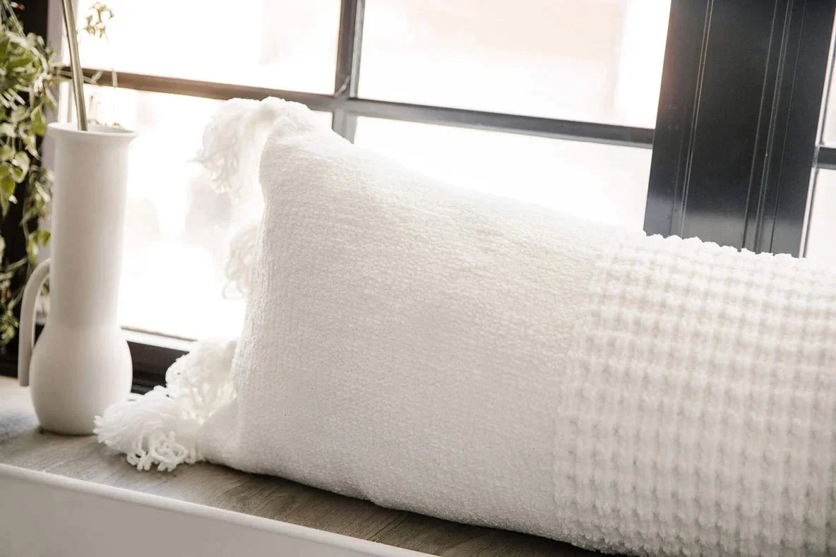 Super Soft Solid Sienna Braided Pom Pom Lumbar Pillow - Image 25