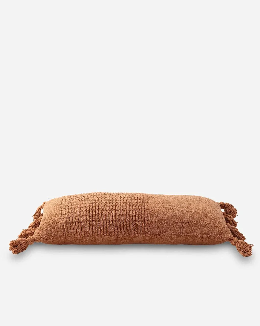 Super Soft Solid Sienna Braided Pom Pom Lumbar Pillow - Image 3