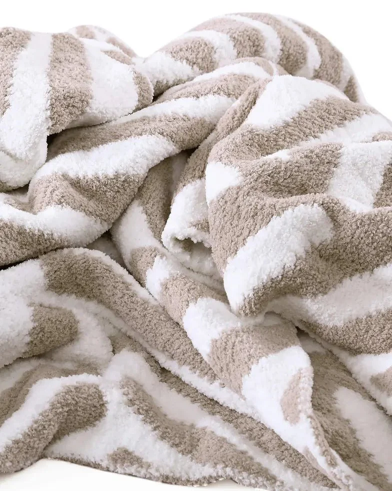 Black-Off White, Cloud Gray-Off White and Taupe-Off White Chevron Tulum Throw - Image 10