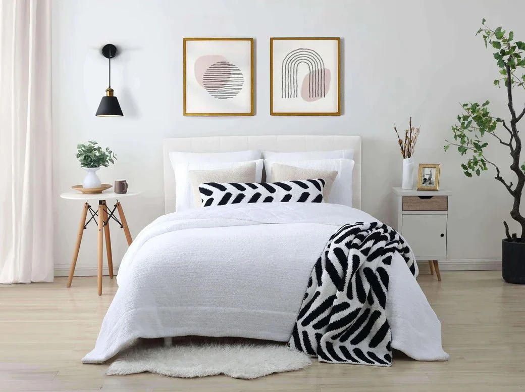 Black-Off White, Cloud Gray-Off White and Taupe-Off White Chevron Tulum Throw - Image 4