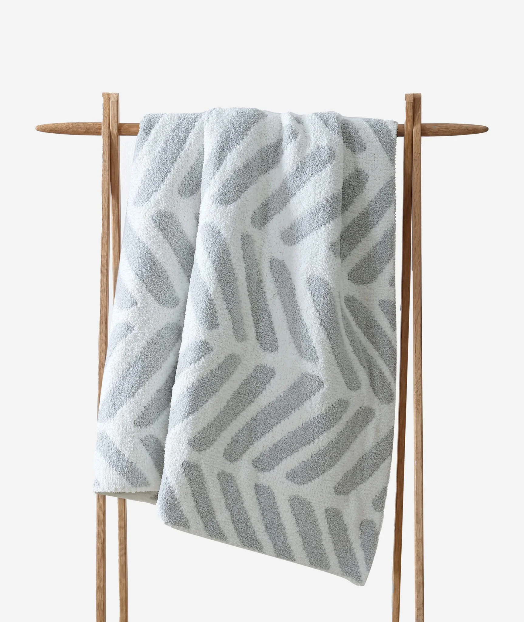 Black-Off White, Cloud Gray-Off White and Taupe-Off White Chevron Tulum Throw - Image 5