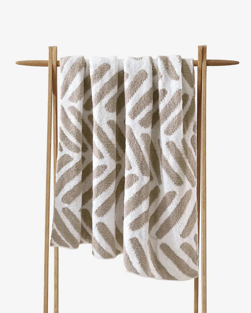 Black-Off White, Cloud Gray-Off White and Taupe-Off White Chevron Tulum Throw - Image 9