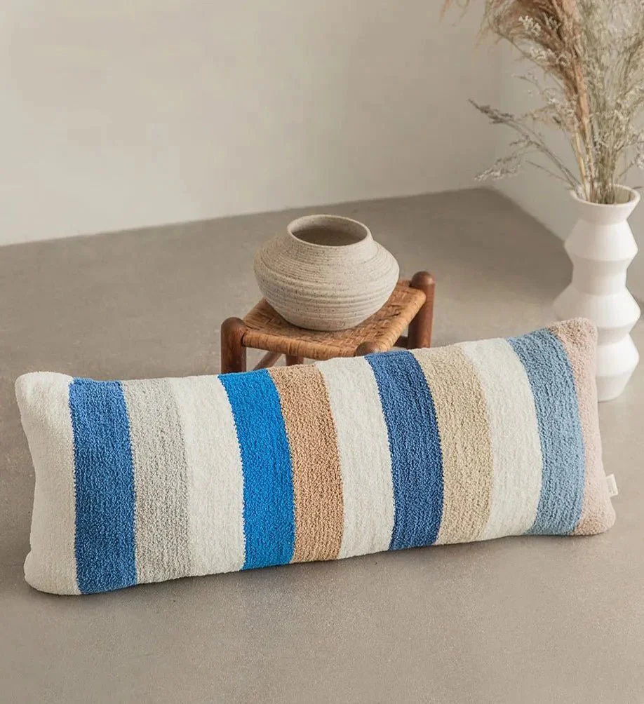 Soft Vibrant Colorful Stripes Pattern Oversized Lumbar Pillow - Image 3