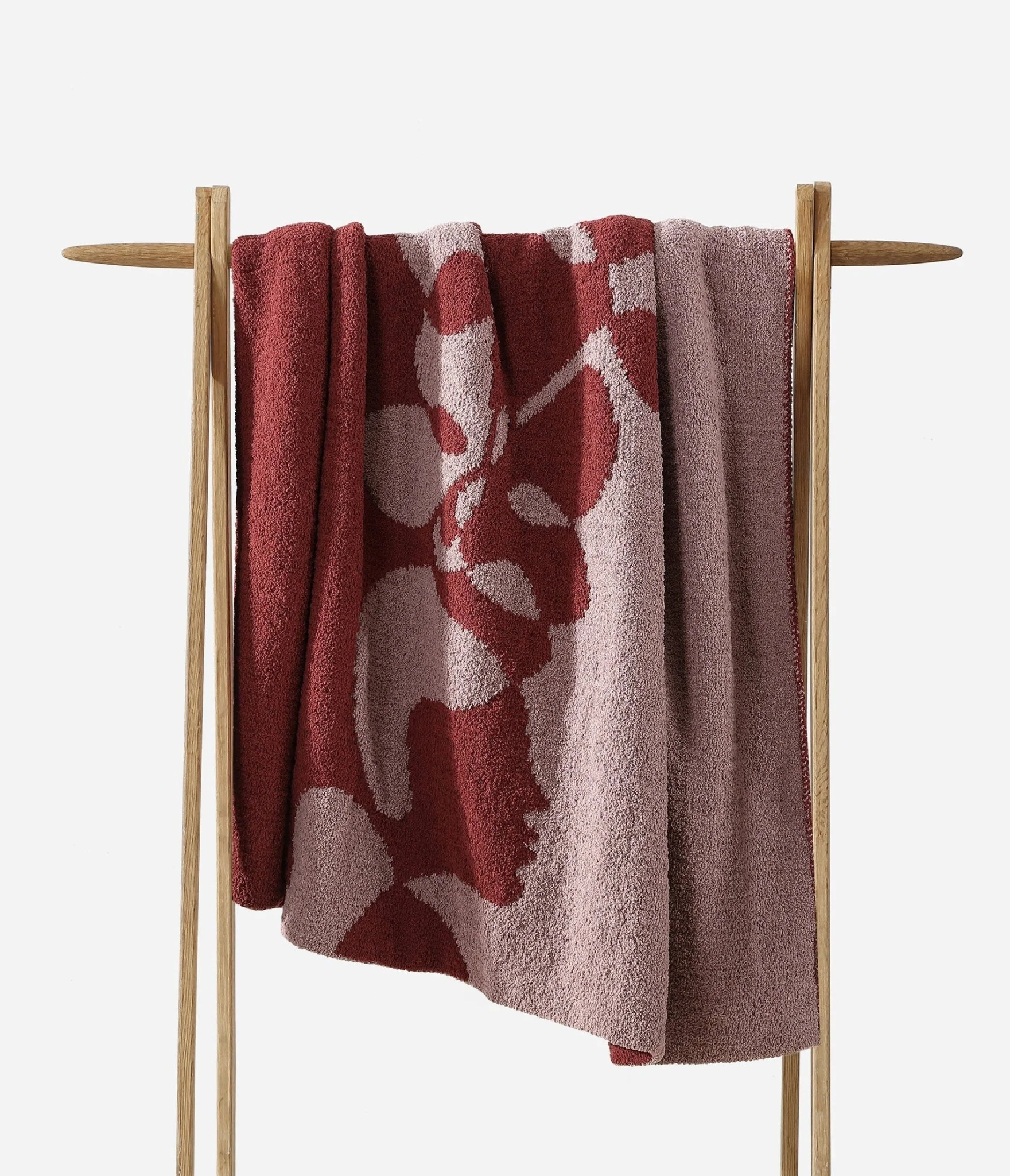 Mocha- Biscotti, Pomegranate- Rose, Black- White Face Print Throw - Image 4