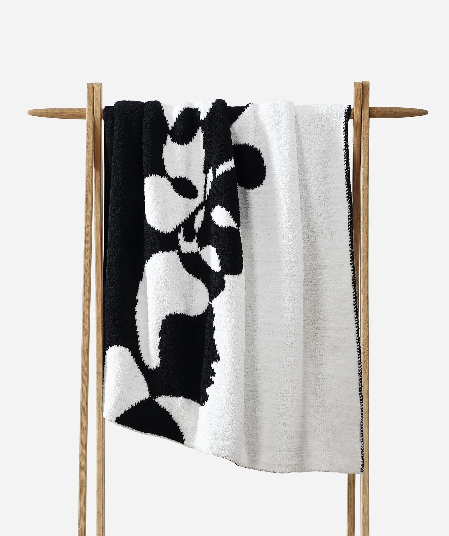 Mocha- Biscotti, Pomegranate- Rose, Black- White Face Print Throw - Image 7