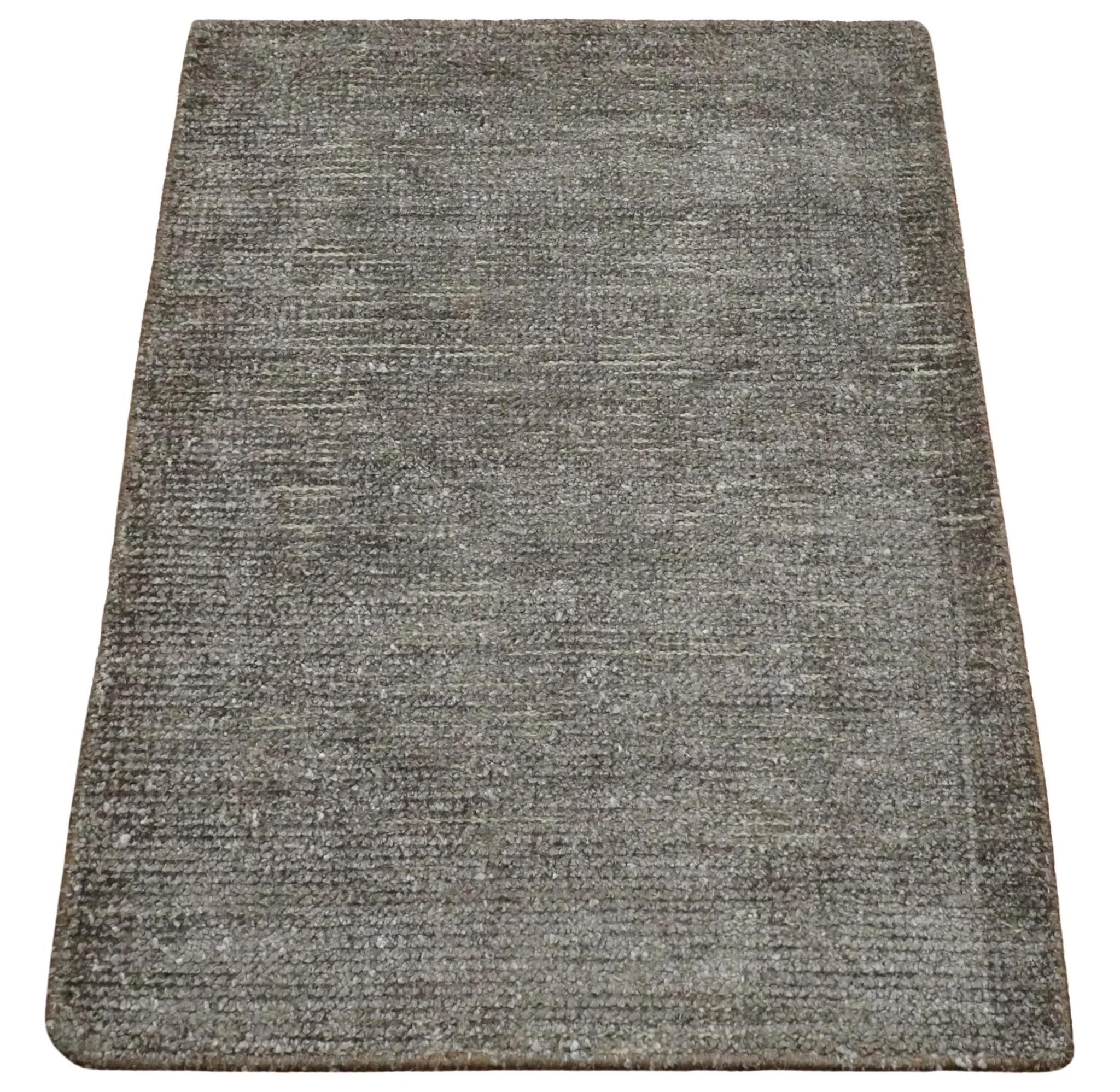 Solid 2x3 Brown Hand Knotted Entryway Silk Area Rug | TRD29784 - Image 3