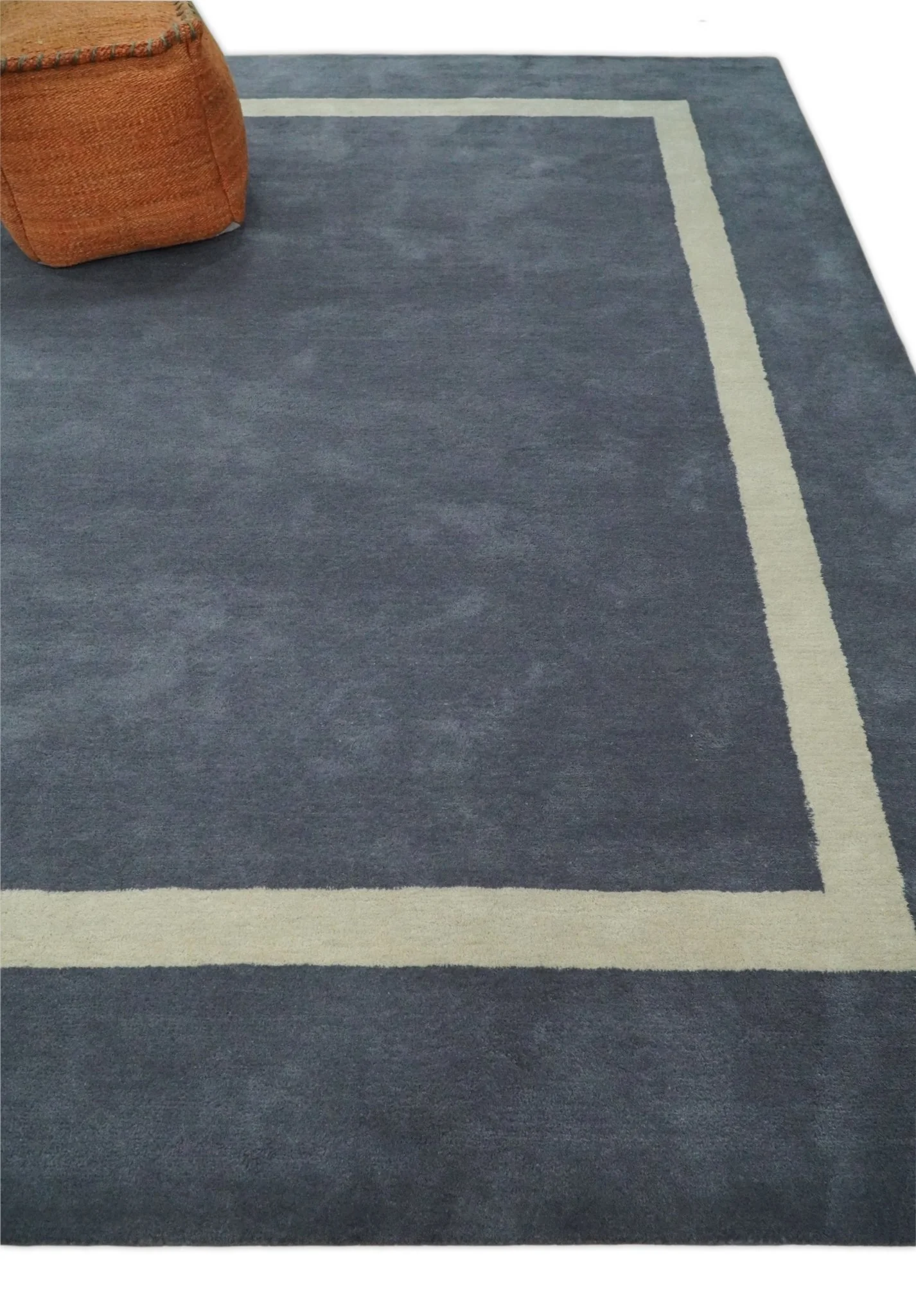 Solid 8x10 Gray and Beige Handmade Modern Scandinavian Wool Area Rug | SOL1 - Image 2
