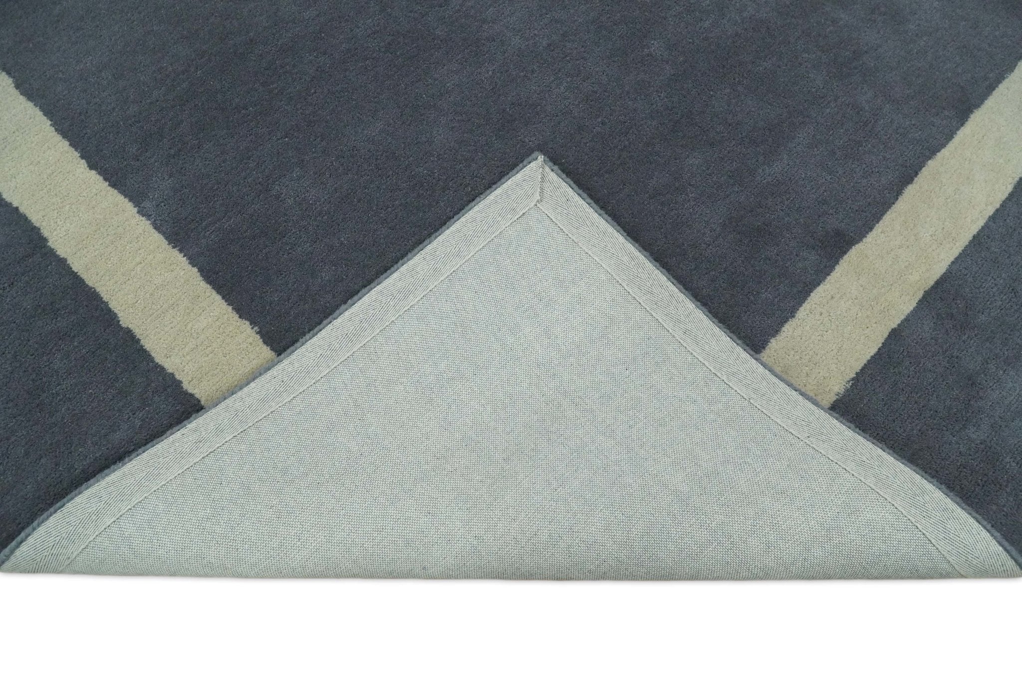 Solid 8x10 Gray and Beige Handmade Modern Scandinavian Wool Area Rug | SOL1 - Image 5