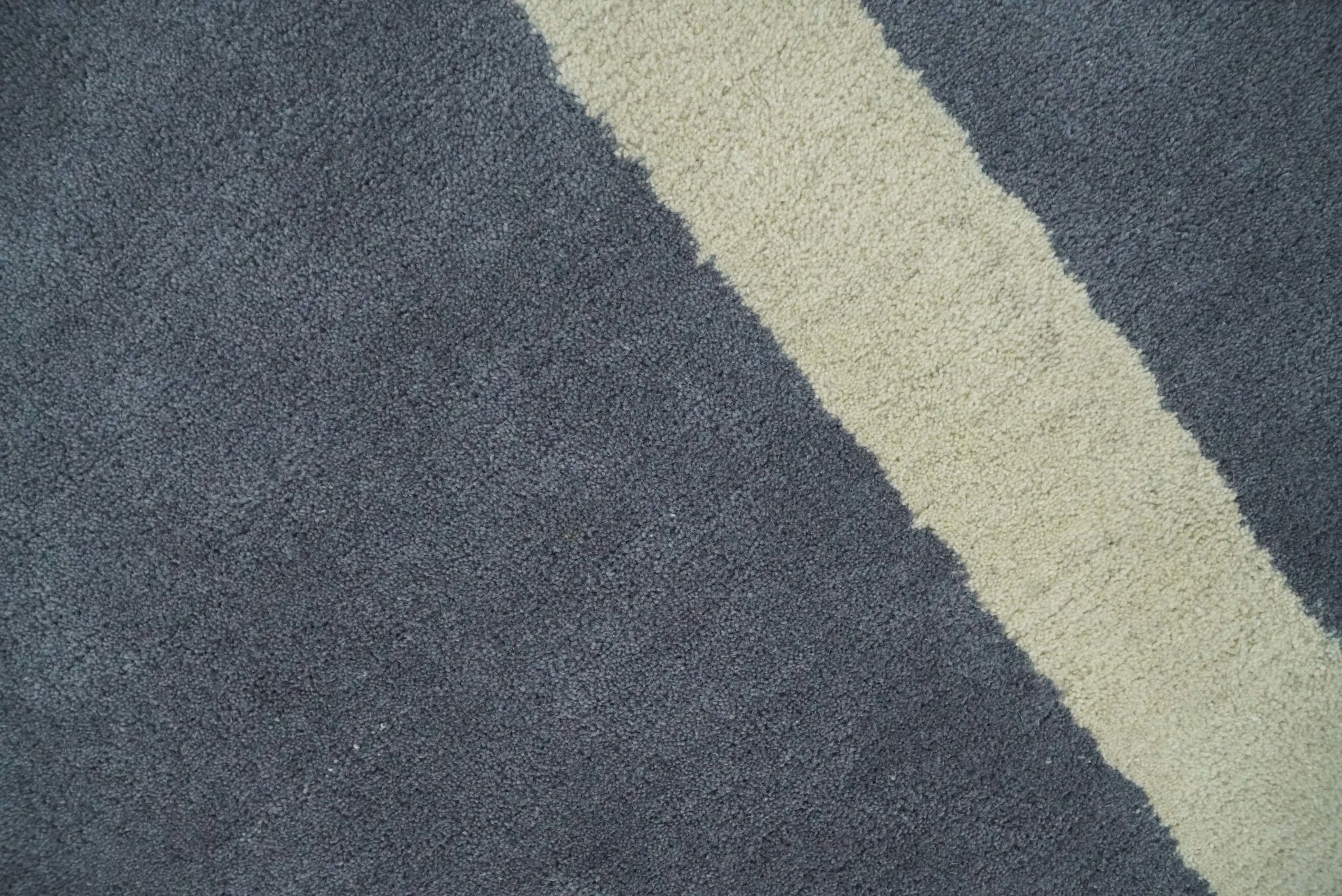 Solid 8x10 Gray and Beige Handmade Modern Scandinavian Wool Area Rug | SOL1 - Image 6