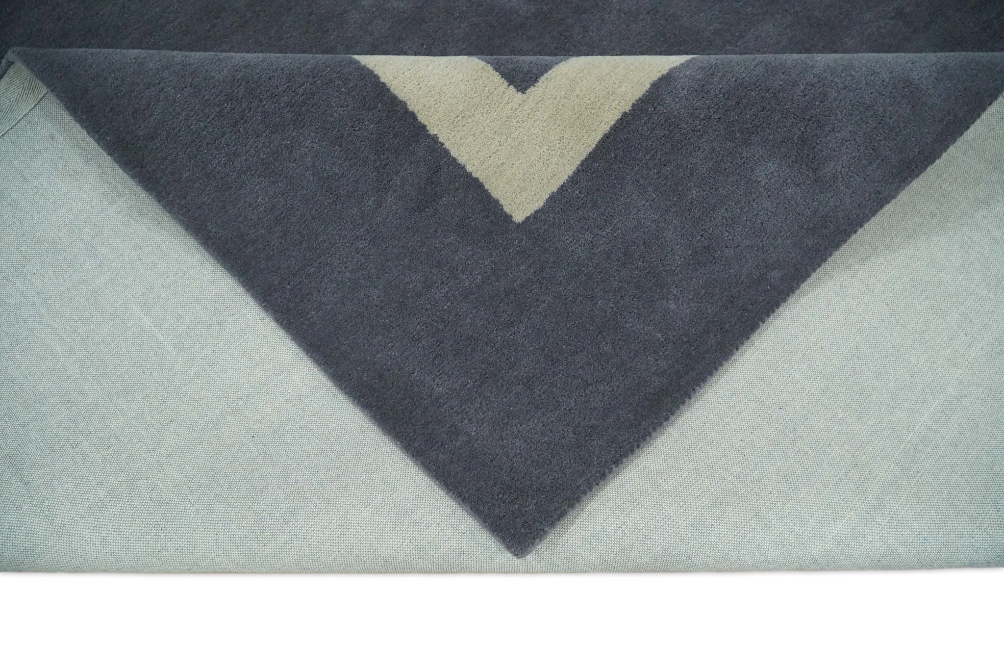 Solid 8x10 Gray and Beige Handmade Modern Scandinavian Wool Area Rug | SOL1 - Image 7