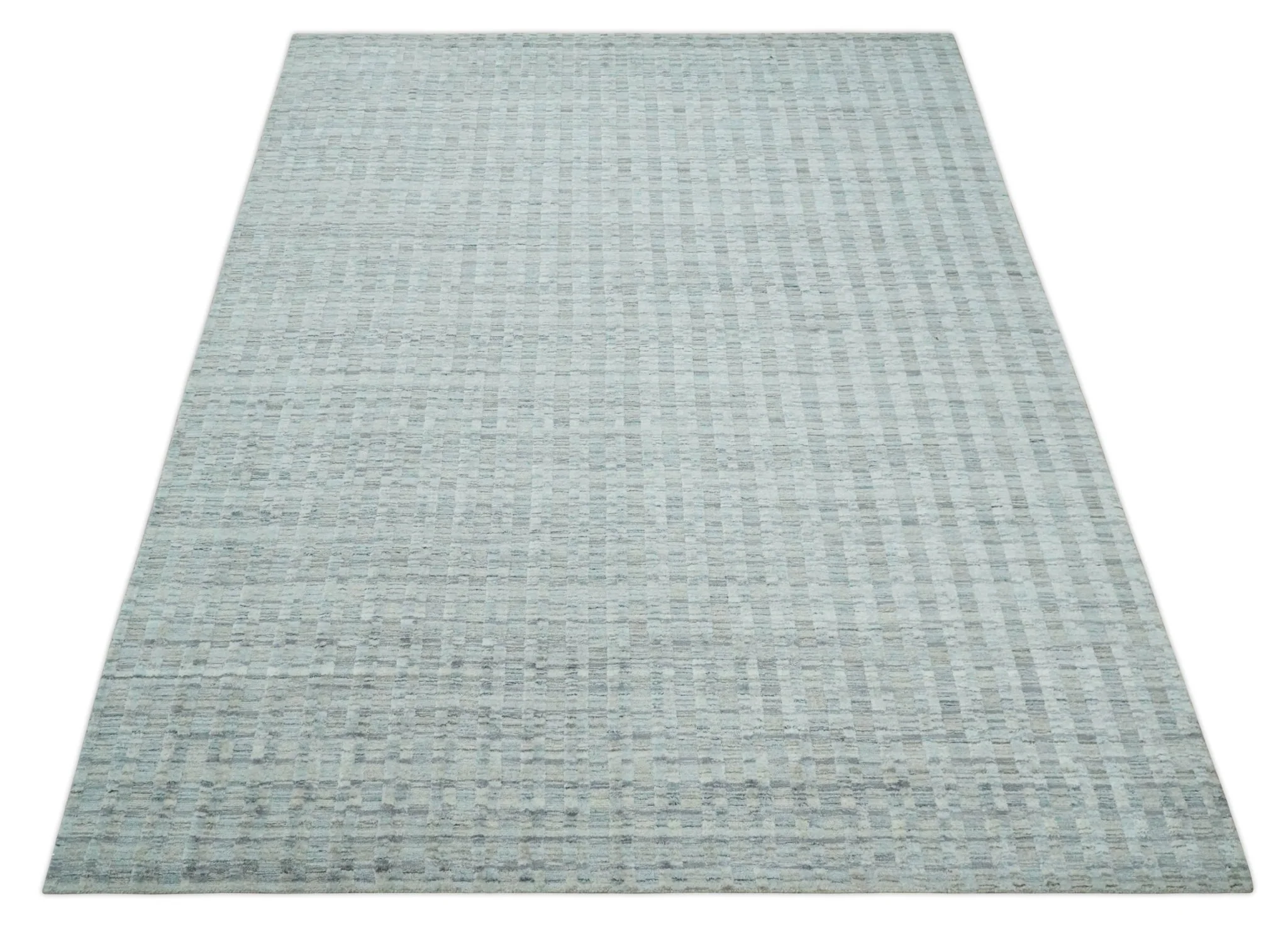 Solid 8x10 Hand Made Camel, Silver and Brown Scandinavian Blended Wool Flatwoven Area Rug | KE35 - Image 11