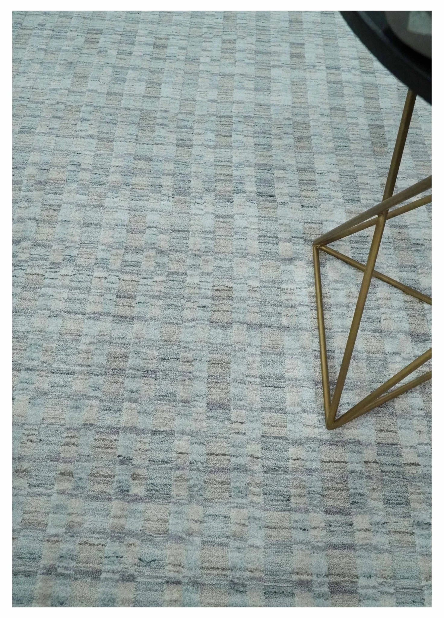 Solid 8x10 Hand Made Camel, Silver and Brown Scandinavian Blended Wool Flatwoven Area Rug | KE35 - Image 2