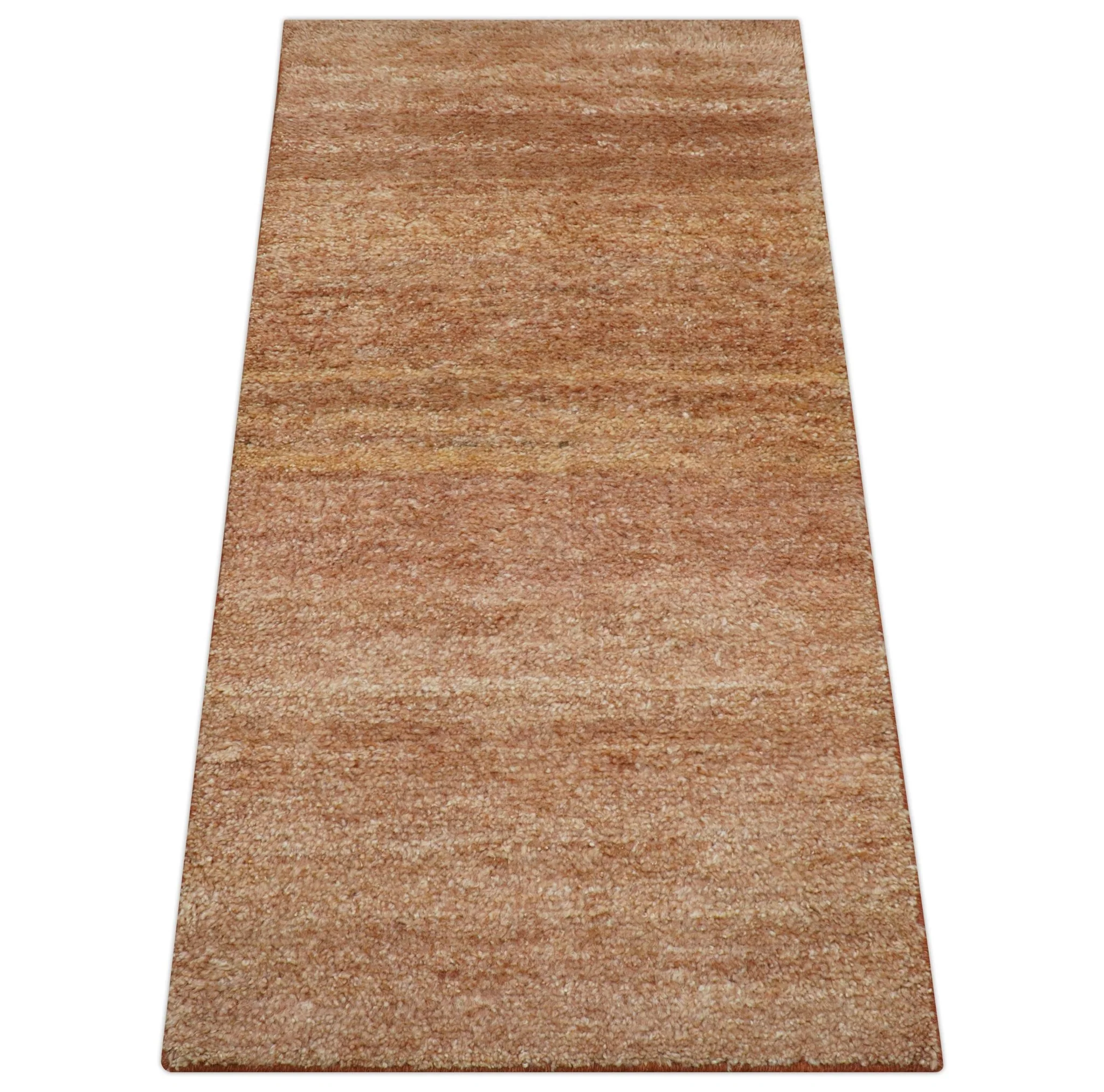 Solid Rust Hand knotted Contemporary Custom Made wool Area Rug - Image 10