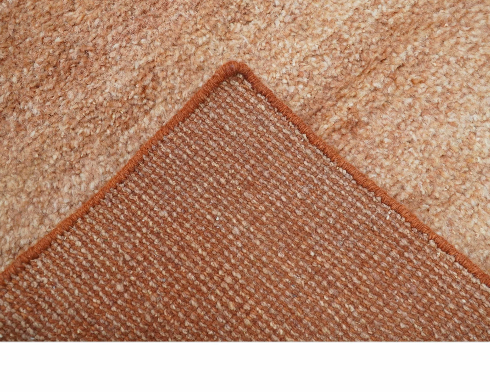 Solid Rust Hand knotted Contemporary Custom Made wool Area Rug - Image 7