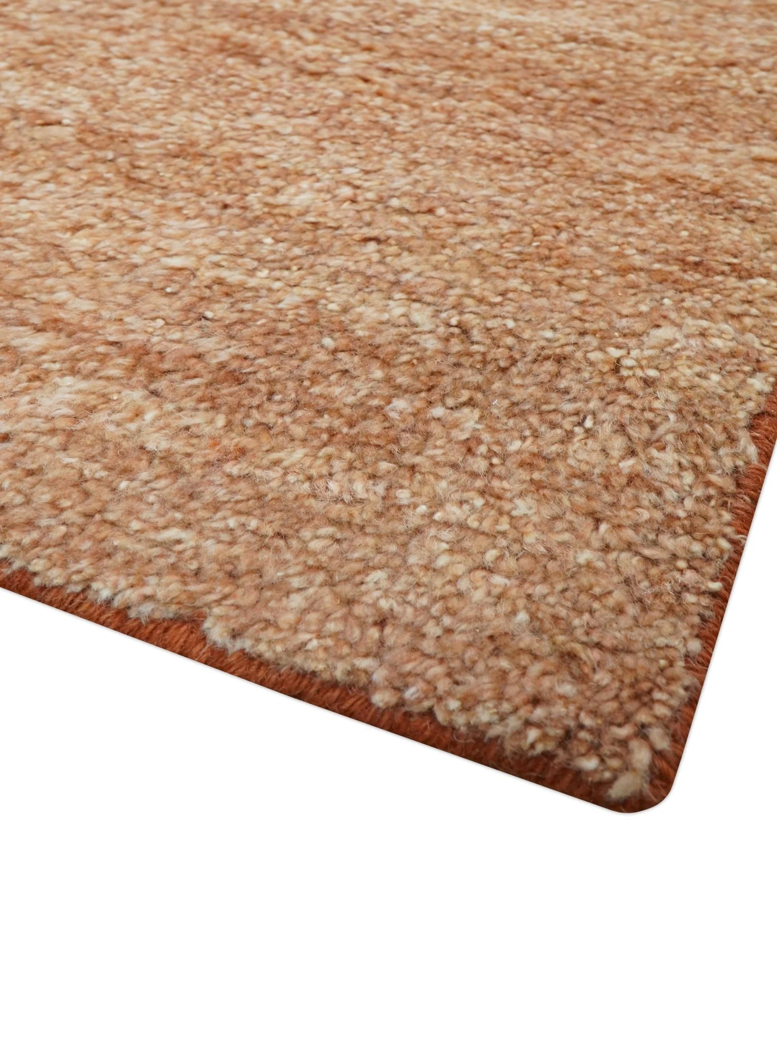 Solid Rust Hand knotted Contemporary Custom Made wool Area Rug - Image 8
