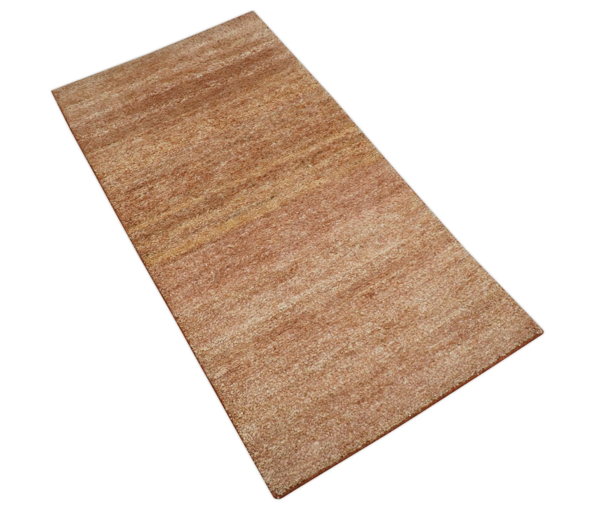 Solid Rust Hand knotted Contemporary Custom Made wool Area Rug - Image 9