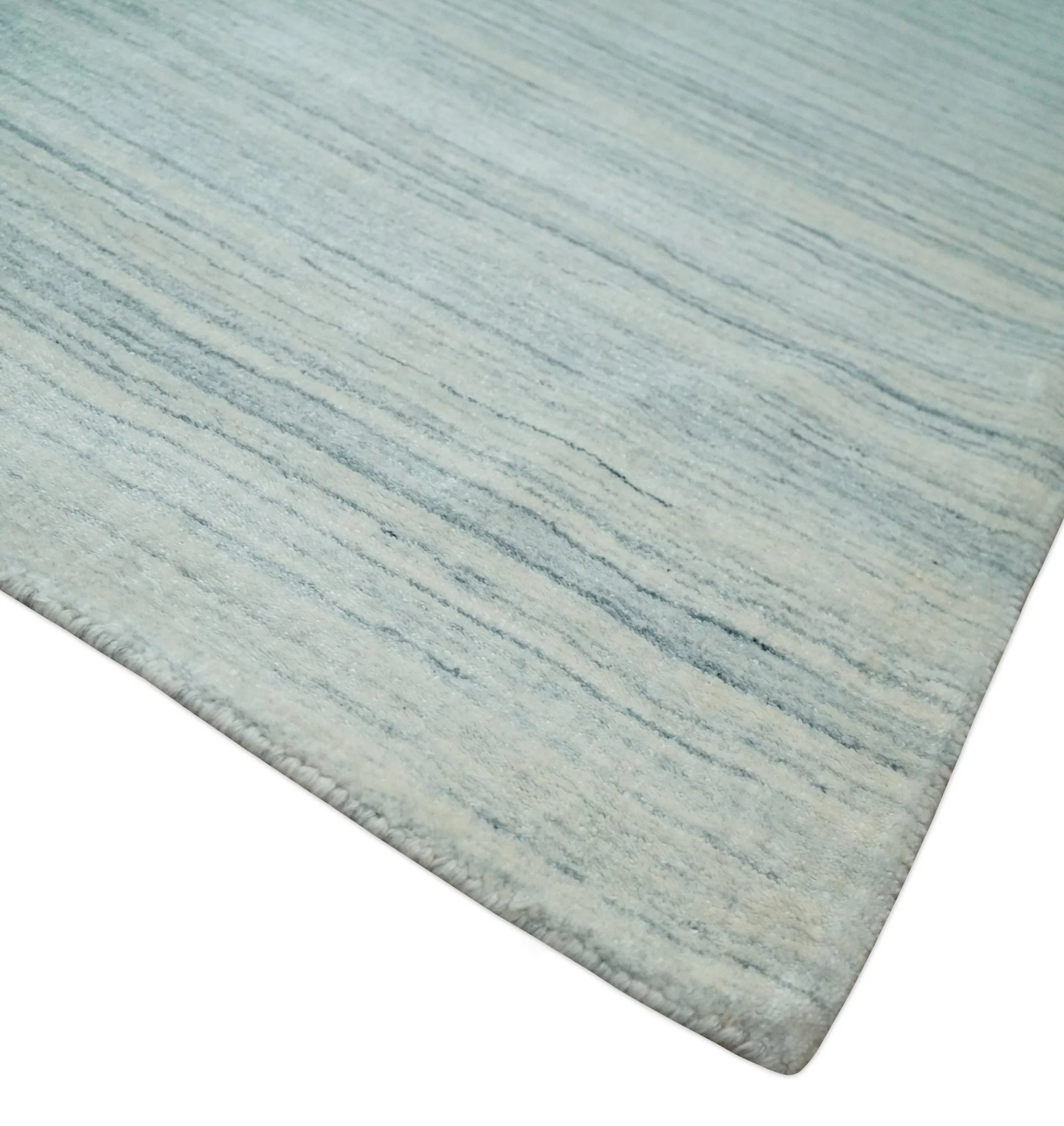 Solid Beige and Silver Scandinavian 8x10 Hand Made Blended Wool Flatwoven Area Rug | KE1 - Image 4