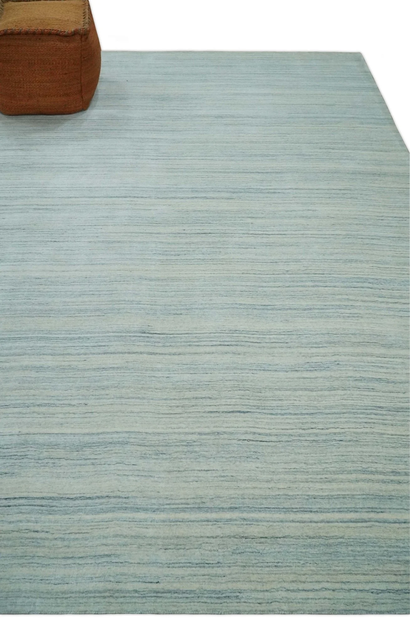 Solid Beige and Silver Scandinavian 8x10 Hand Made Blended Wool Flatwoven Area Rug | KE1 - Image 5