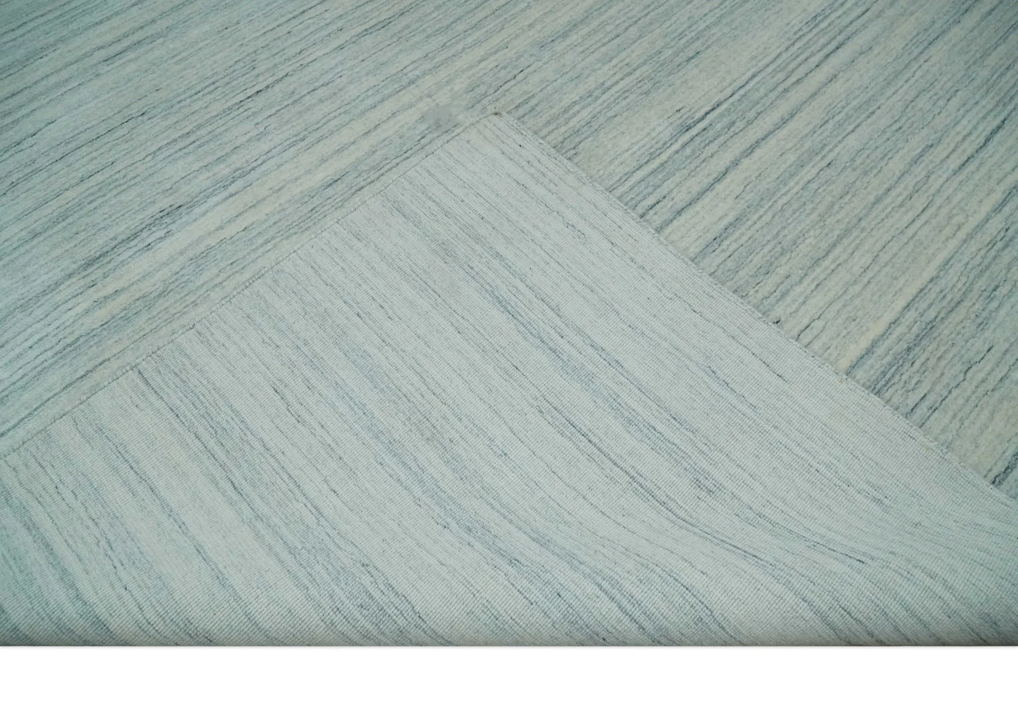 Solid Beige and Silver Scandinavian 8x10 Hand Made Blended Wool Flatwoven Area Rug | KE1 - Image 6