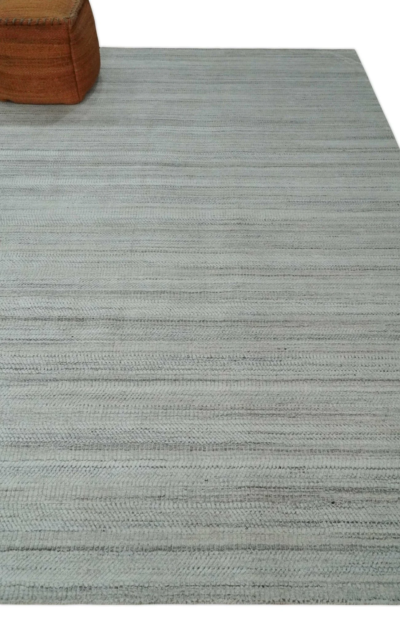 Shaded Beige, Camel and Brown Scandinavian 8x10 Hand Made Blended Wool Flatwoven Area Rug | KE4 - Image 3