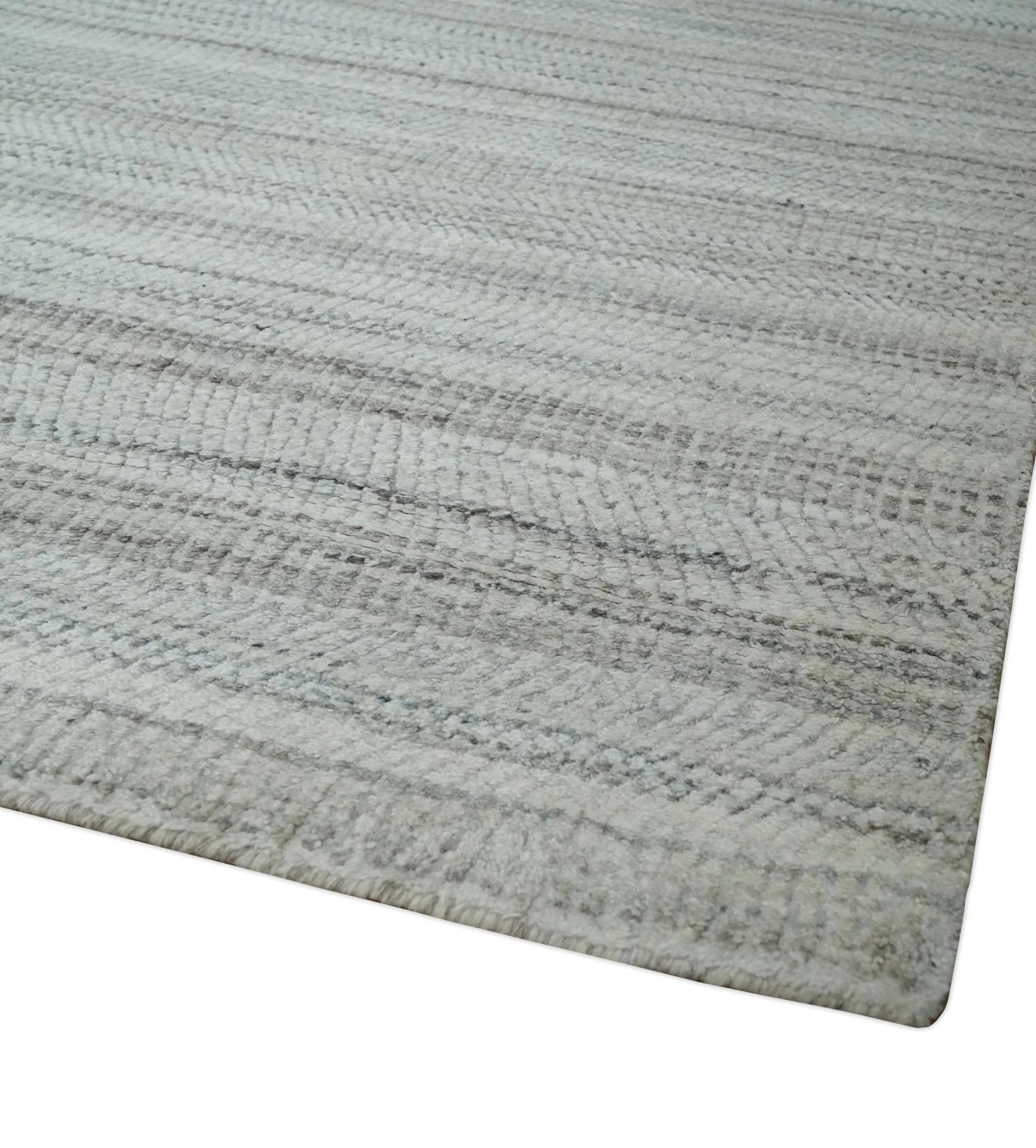 Shaded Beige, Camel and Brown Scandinavian 8x10 Hand Made Blended Wool Flatwoven Area Rug | KE4 - Image 5