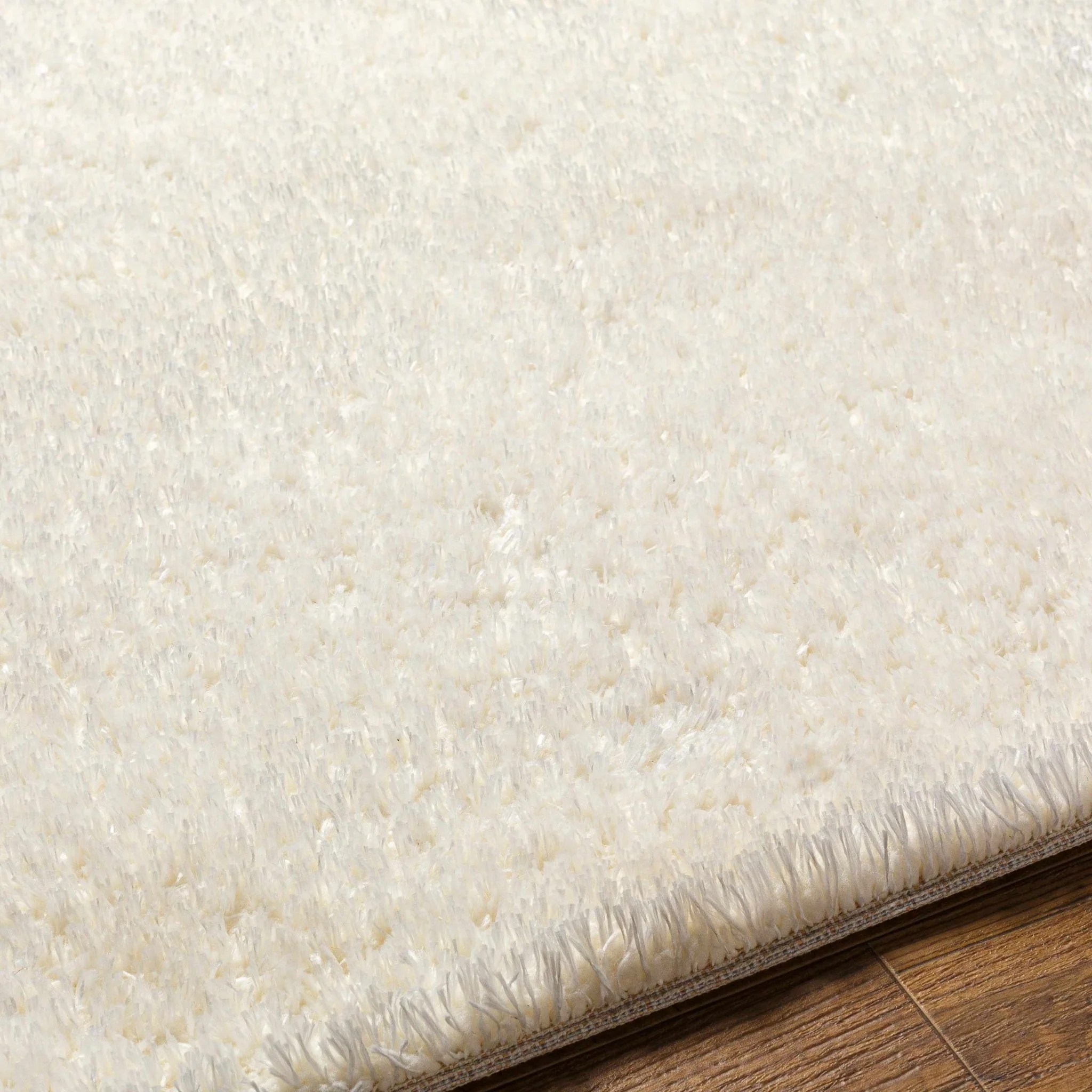 Premium look Solid Beige Woven Moroccan Design Silk Blended Plush Pile Rug - Image 6