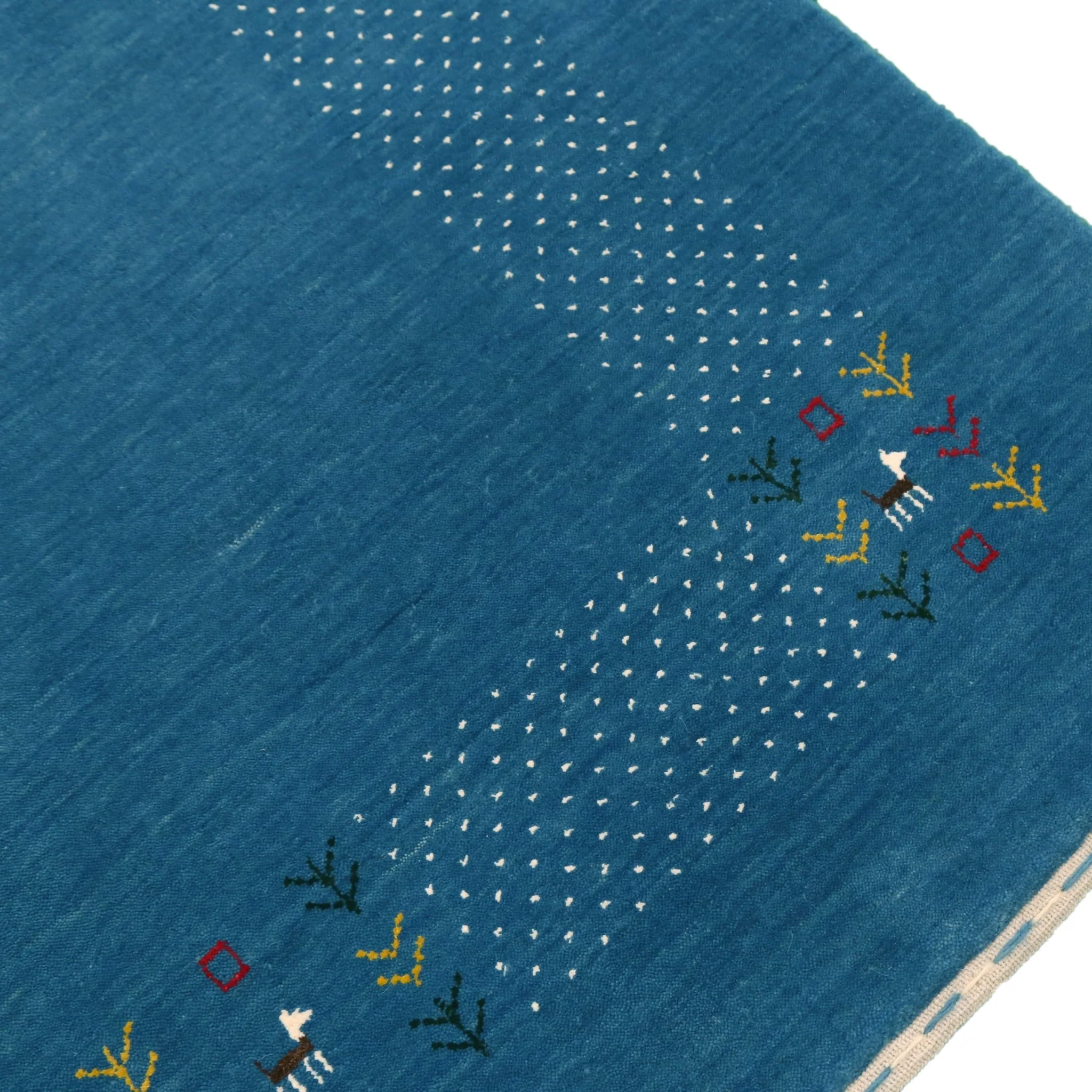 Solid Blue Border Design Hand Loomed Wool Area Rug - Image 12