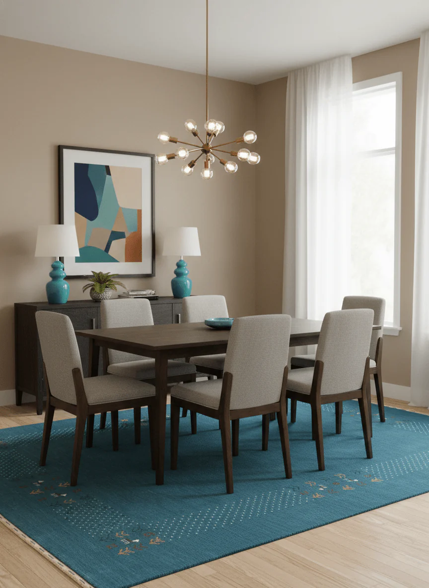 Solid Blue Border Design Hand Loomed Wool Area Rug - Image 2