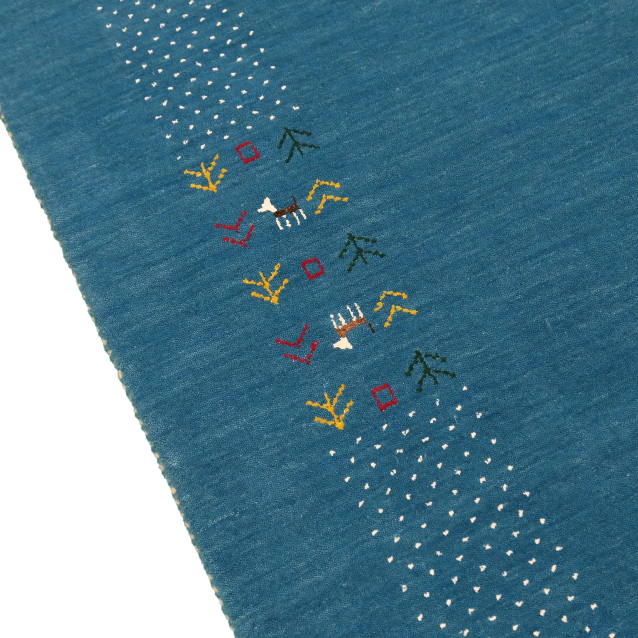 Solid Blue Border Design Hand Loomed Wool Area Rug - Image 3