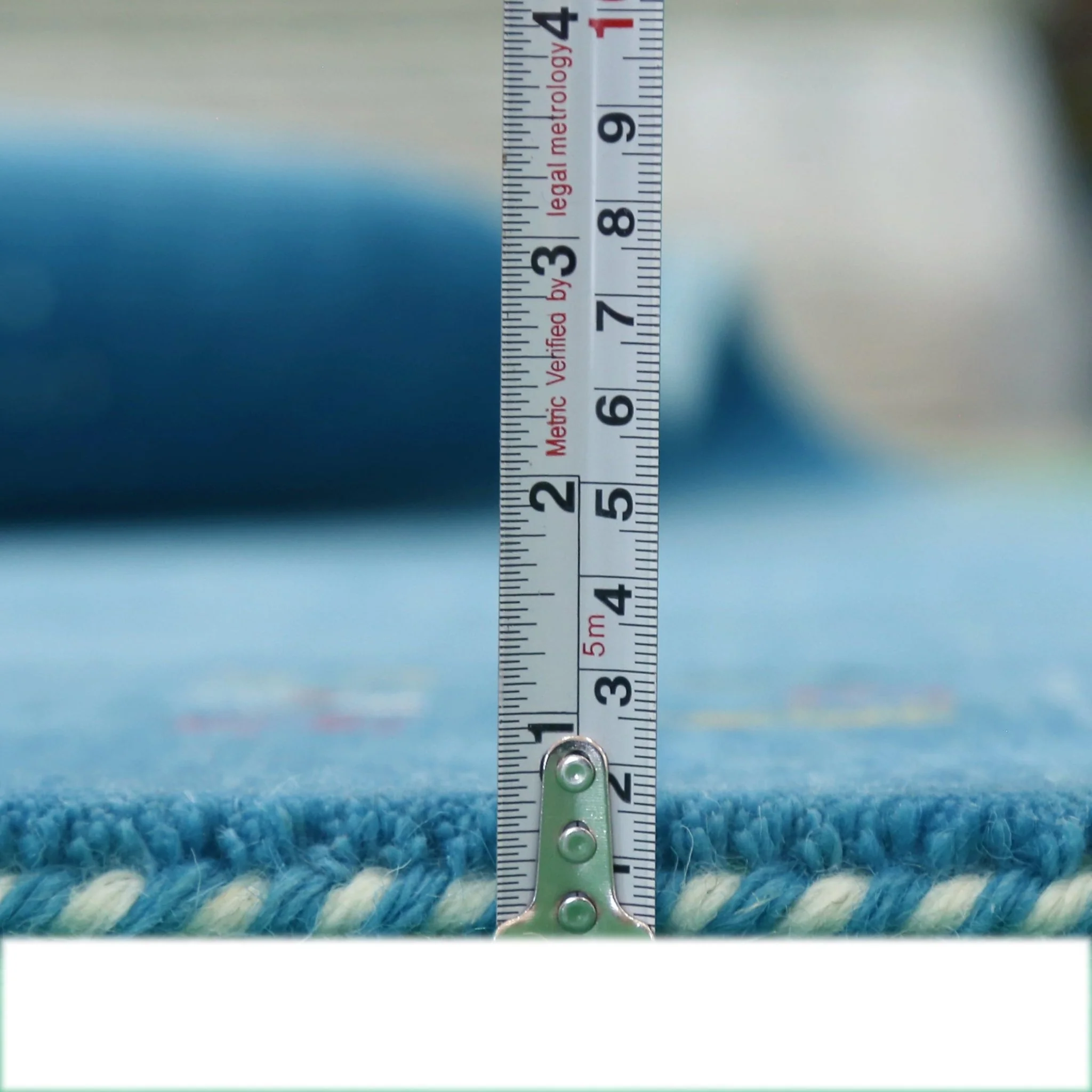 Solid Blue Border Design Hand Loomed Wool Area Rug - Image 8