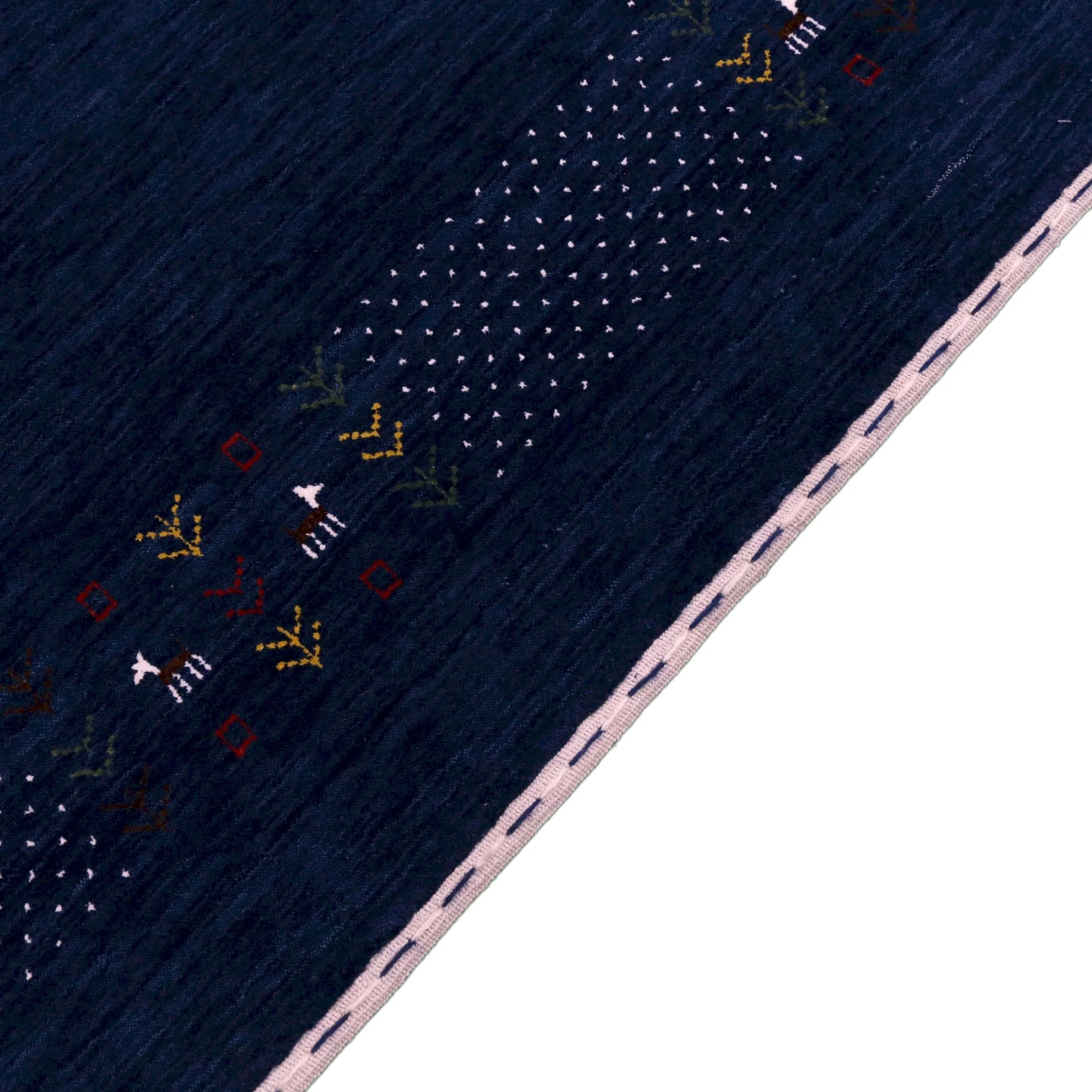 Solid Blue Border Patterns Hand Loomed Wool Area Rug - Image 11