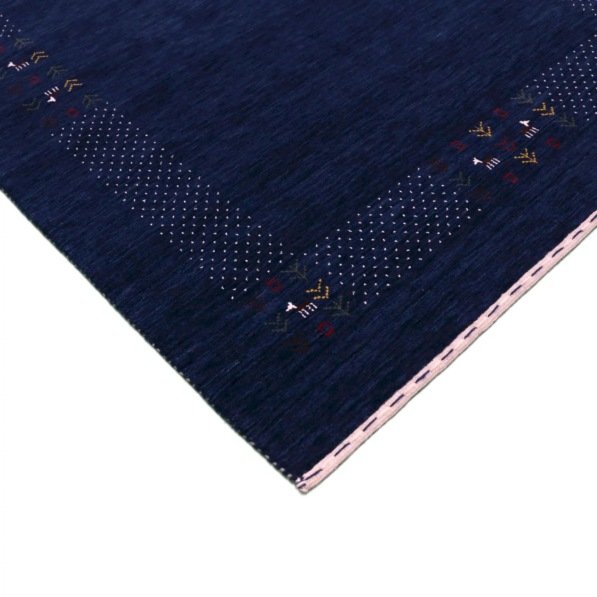 Solid Blue Border Patterns Hand Loomed Wool Area Rug - Image 6