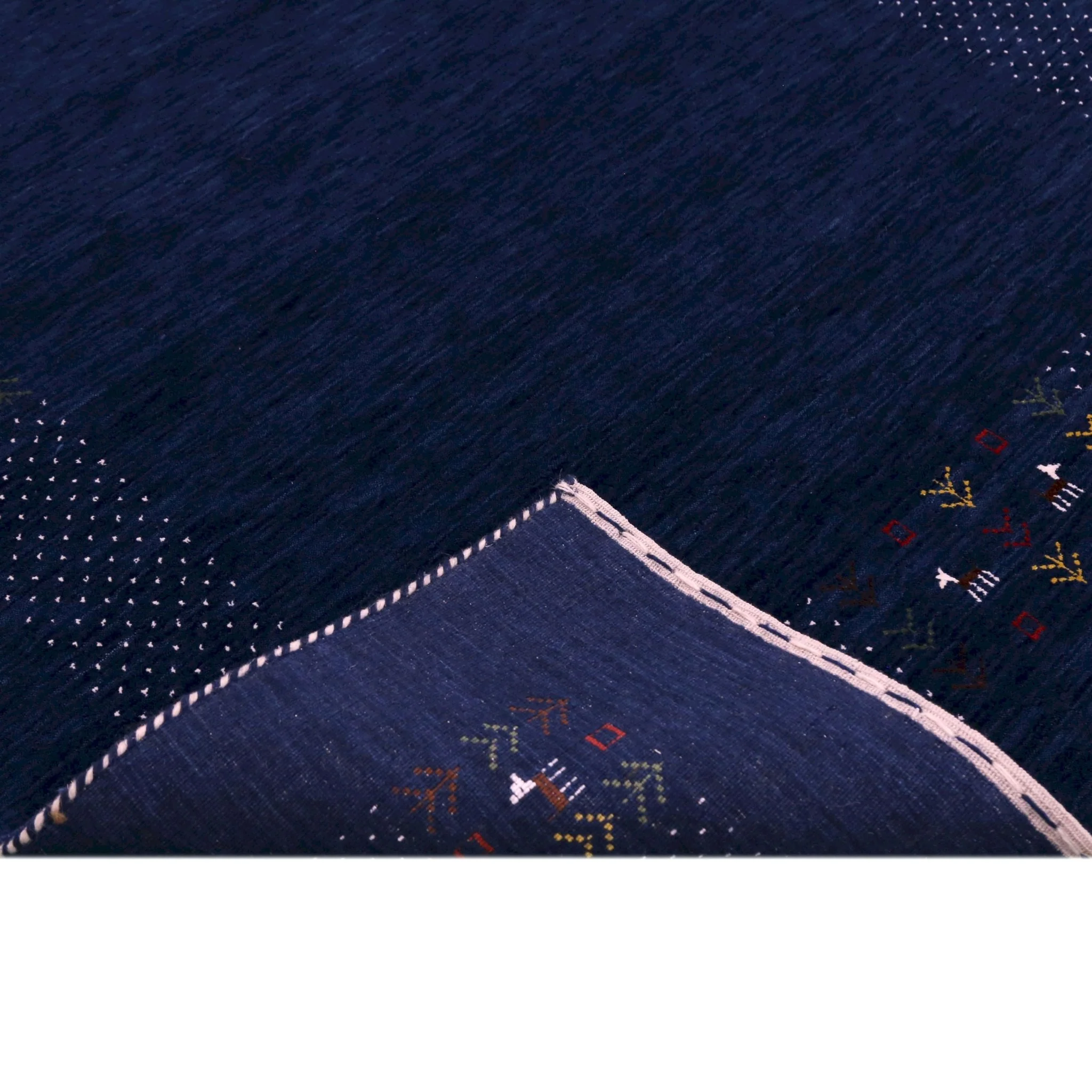 Solid Blue Border Patterns Hand Loomed Wool Area Rug - Image 7