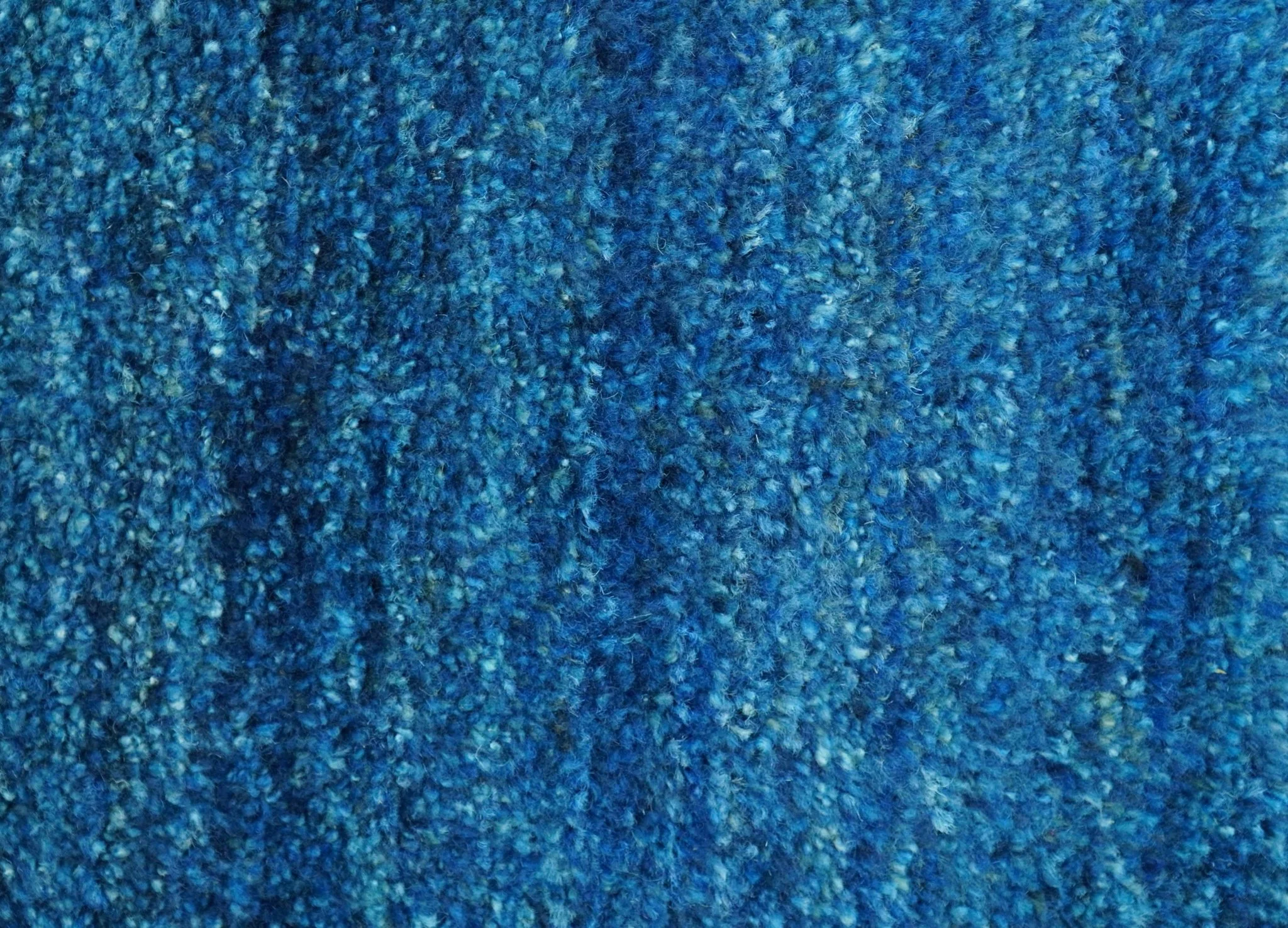 High Pile Blue Hand knotted Contemporary Custom Made Solid Afghan wool Area Rug - Image 5