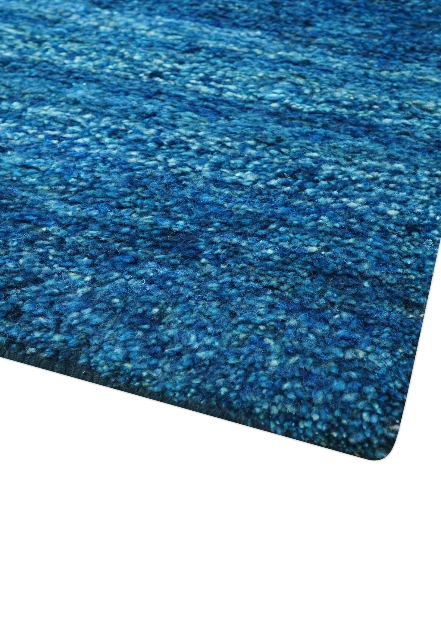High Pile Blue Hand knotted Contemporary Custom Made Solid Afghan wool Area Rug - Image 8