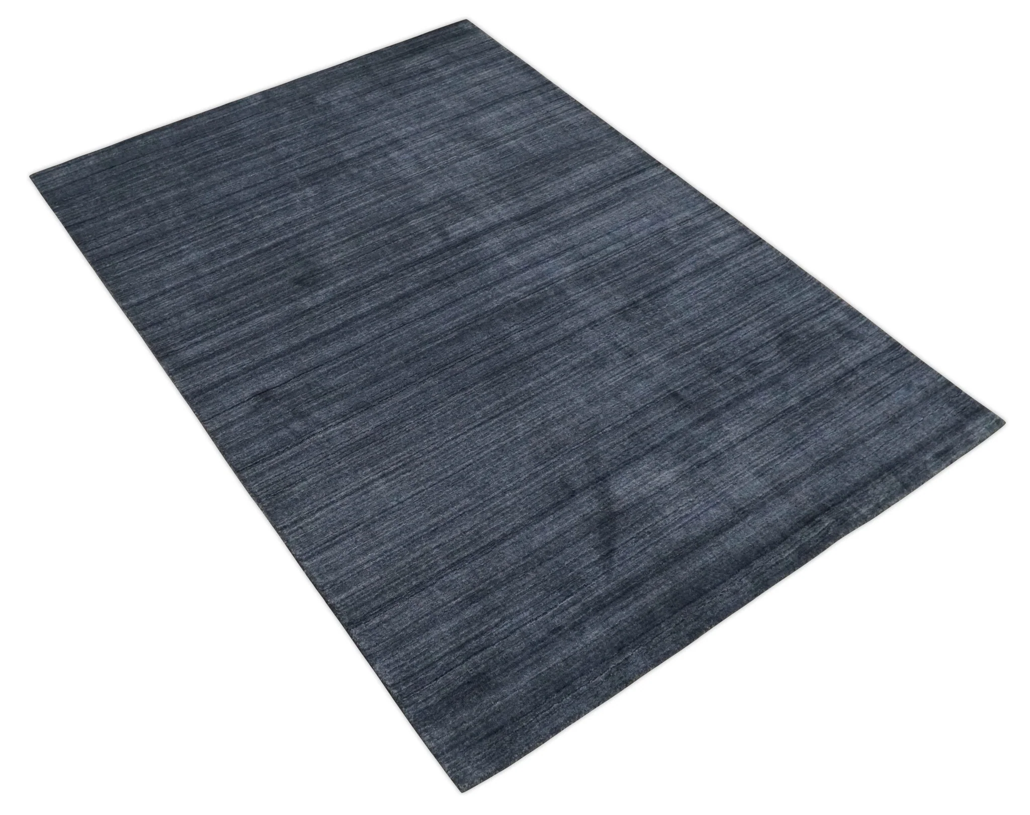 Solid Blue Scandinavian 5x7 Blended Bamboo Silk Flatwoven Area Rug, Dinning, Kids Rug | HL42 - Image 10