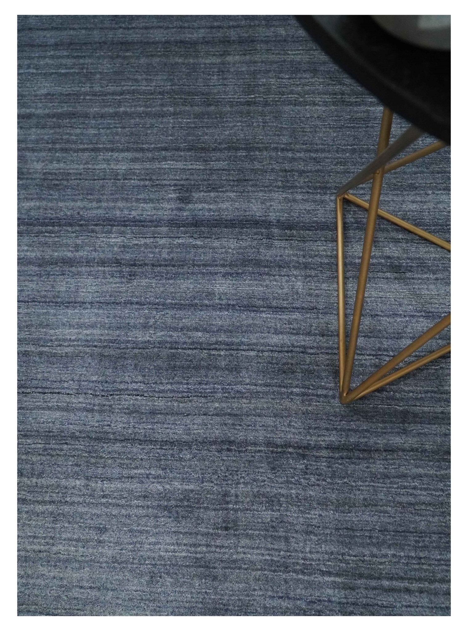 Solid Blue Scandinavian 5x7 Blended Bamboo Silk Flatwoven Area Rug, Dinning, Kids Rug | HL42 - Image 2