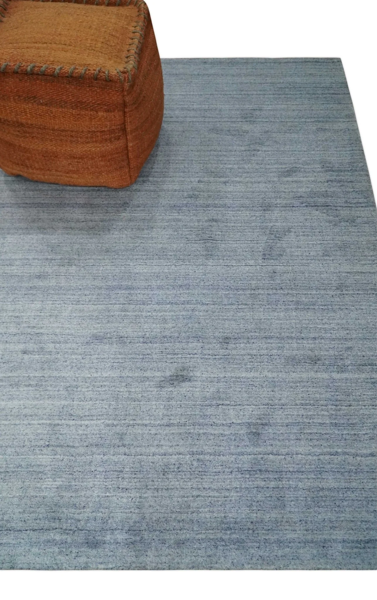 Solid Blue Silver Scandinavian 5x7 Blended Wool Flatwoven Area Rug, Dinning, Kids Rug | HL35 - Image 4