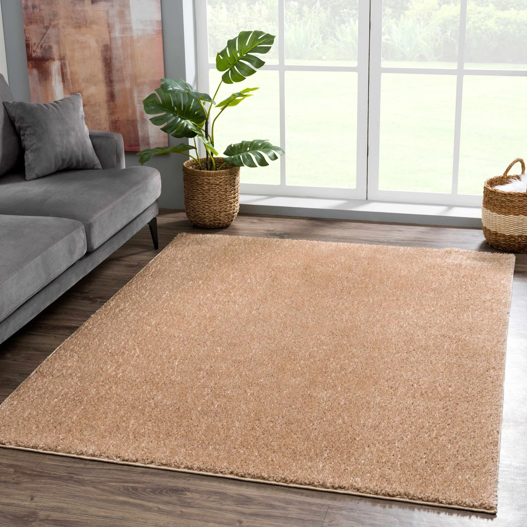 Modern Solid Design Brown High Pile Washable Area Rug - Image 13