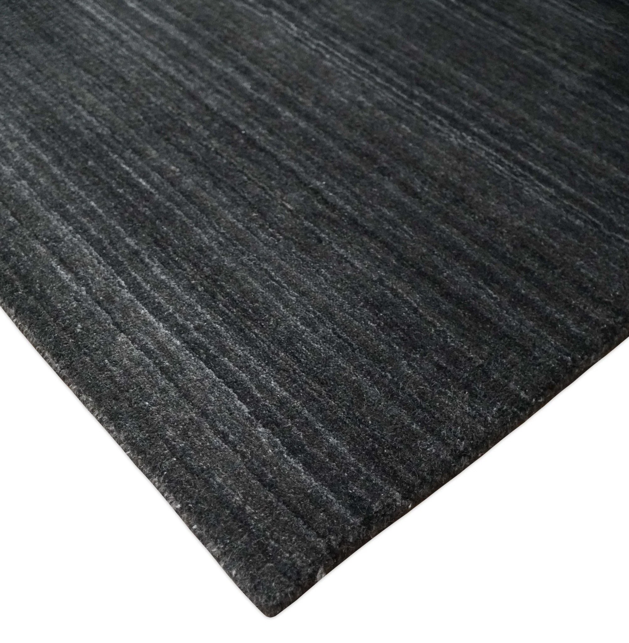 Solid Charcoal Black Scandinavian 5x7 Blended Wool Flatwoven Area Rug | HL13 - Image 3