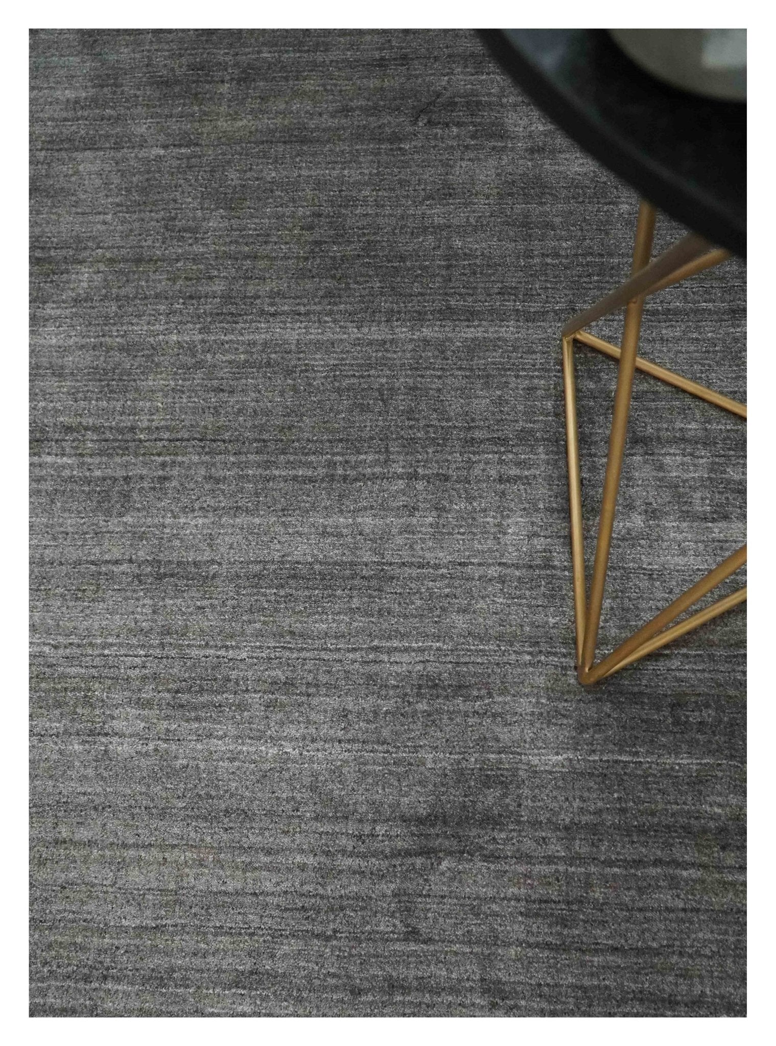 Solid Charcoal Scandinavian 5x7 Blended Bamboo Silk Flatwoven Area Rug, Dinning, Kids Rug | HL44 - Image 2
