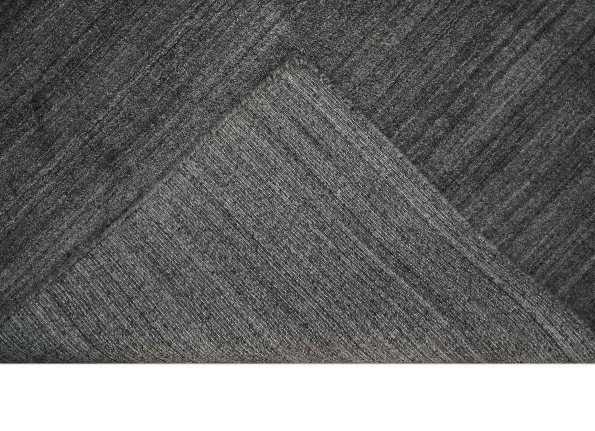 Solid Charcoal Scandinavian 5x7 Blended Bamboo Silk Flatwoven Area Rug, Dinning, Kids Rug | HL44 - Image 8