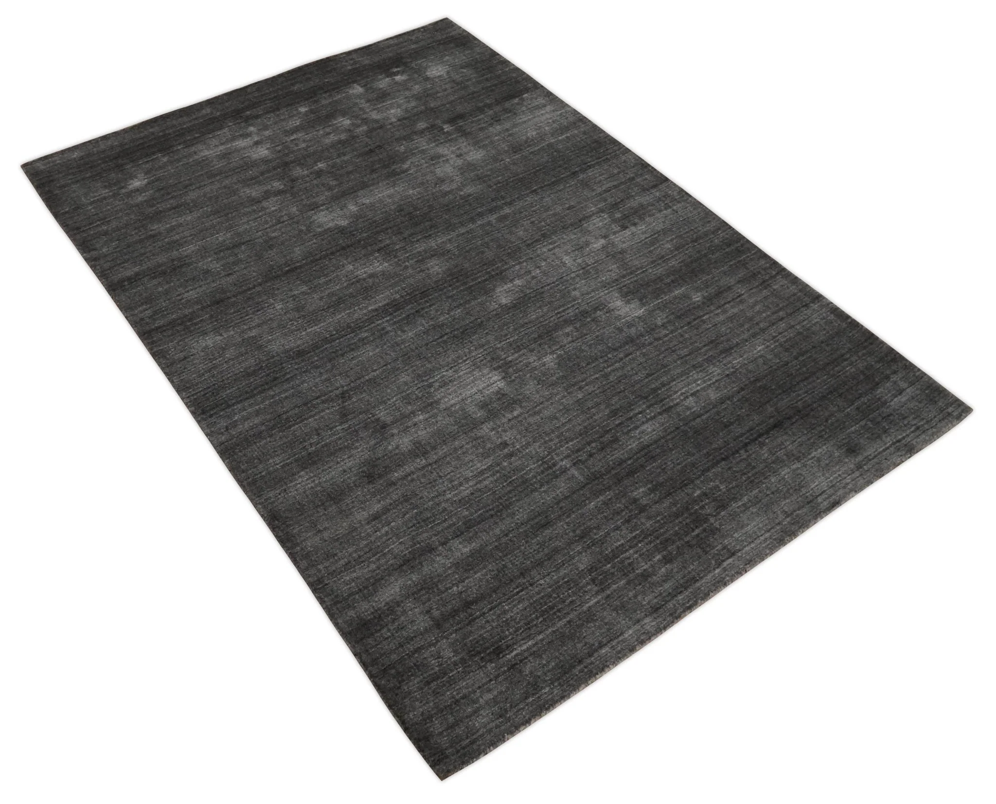 Solid Charcoal Scandinavian 5x7 Blended Bamboo Silk Flatwoven Area Rug, Dinning, Kids Rug | HL44 - Image 9