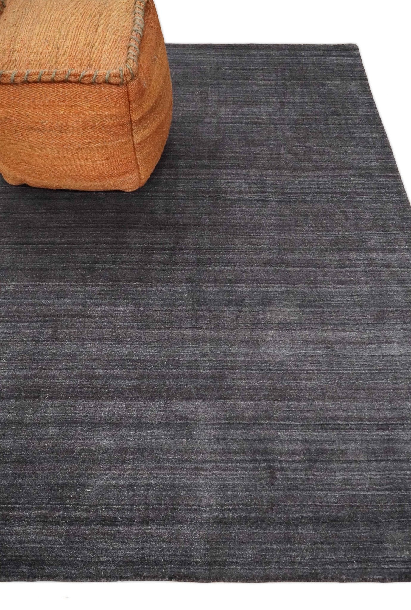 Solid Charcoal Scandinavian 5x7 Blended Wool Flatwoven Area Rug, Dinning, Kids Rug | HL14 - Image 3